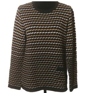 Skovhuus Cotton Blend Sweater Geometric Pattern Sz L